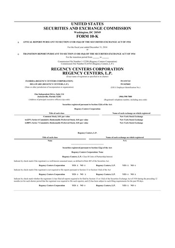 Vorschaubild Regency Centers
 10-K Jahresbericht 2014