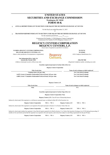 Vorschaubild Regency Centers
 10-K Jahresbericht 2015