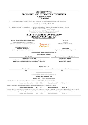 Vorschaubild Regency Centers
 10-K Jahresbericht 2016