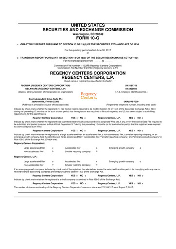 Thumbnail Regency Centers
 10-Q Quarterly Report FY2017 