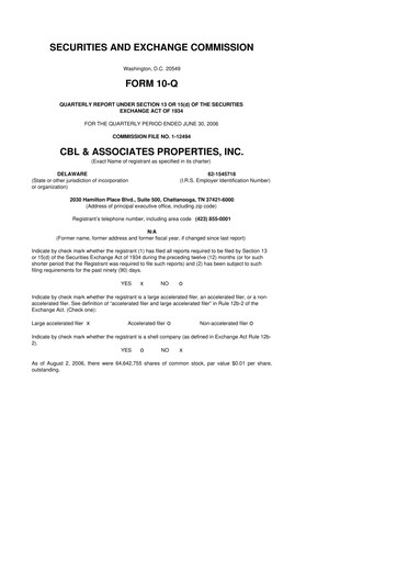 Thumbnail CBL Properties
 10-Q Quarterly Report FY 