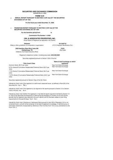 Thumbnail CBL Properties
 10-K Annual Report 