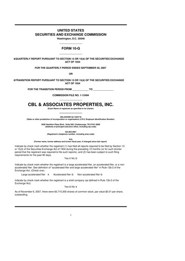 Thumbnail CBL Properties
 10-Q Quarterly Report FY 