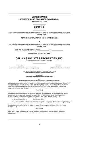 Thumbnail CBL Properties
 10-Q Quarterly Report FY 