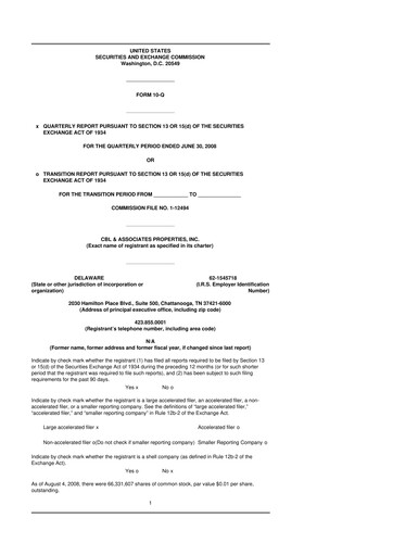 Thumbnail CBL Properties
 10-Q Quarterly Report FY 