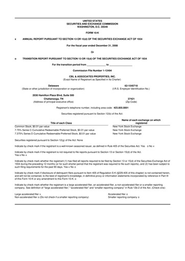 Thumbnail CBL Properties
 10-K Annual Report 