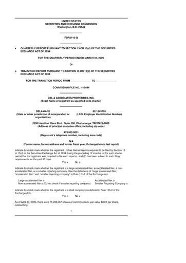 Thumbnail CBL Properties
 10-Q Quarterly Report FY 