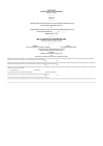 Thumbnail CBL Properties
 10-Q Quarterly Report FY 