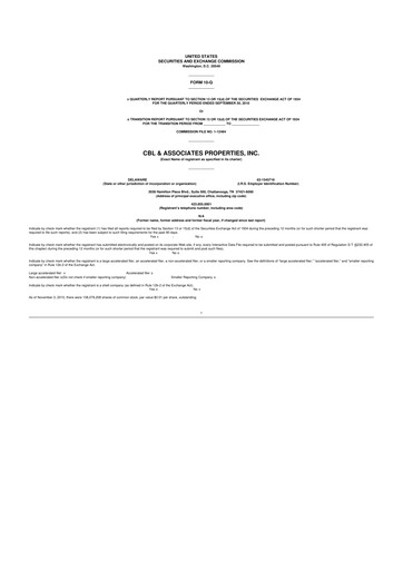 Thumbnail CBL Properties
 10-Q Quarterly Report FY 