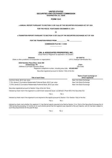 Thumbnail CBL Properties
 10-K Annual Report 