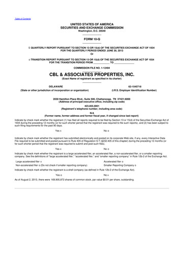 Thumbnail CBL Properties
 10-Q Quarterly Report FY2013 