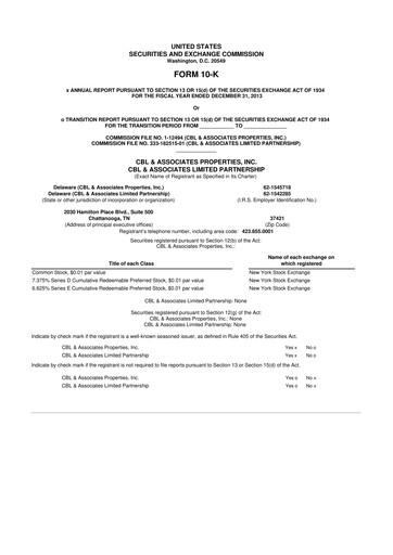 Thumbnail CBL Properties
 10-K Annual Report 2013