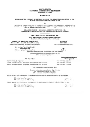 Thumbnail CBL Properties
 10-K Annual Report 2016
