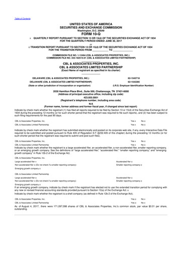 Thumbnail CBL Properties
 10-Q Quarterly Report FY2017 