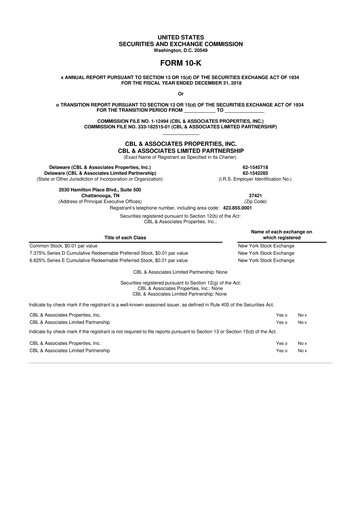 Thumbnail CBL Properties
 10-K Annual Report 2018