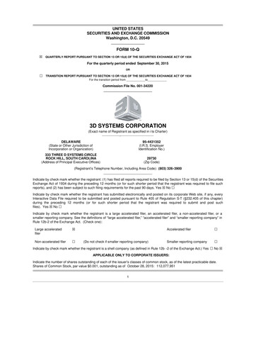 Thumbnail 3D Systems 10-Q Quarterly Report FY2015 