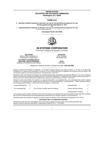 Thumbnail 3D Systems 10-Q Quarterly Report FY2017 