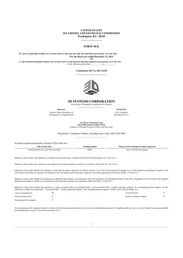 Thumbnail 3D Systems 10-K Annual Report 2019