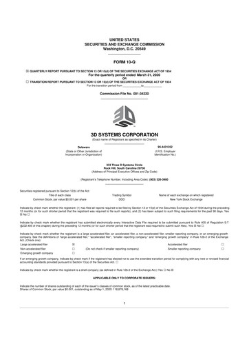 Thumbnail 3D Systems 10-Q Quarterly Report FY2020 