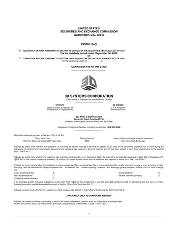 Thumbnail 3D Systems 10-Q Quarterly Report FY2020 