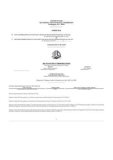 Thumbnail 3D Systems 10-K Annual Report 2021