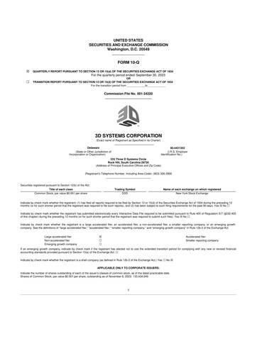 Thumbnail 3D Systems 10-Q Quarterly Report FY2023 