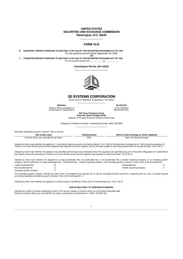 Thumbnail 3D Systems 10-Q Quarterly Report FY2024 