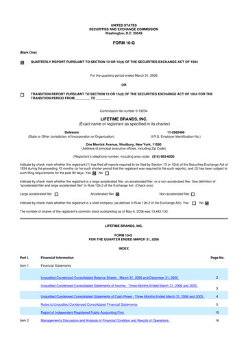 Miniature Lifetime Brands 10-Q Rapport trimestriel  