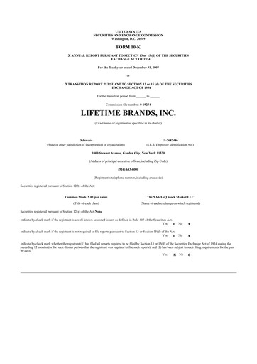 Thumbnail Lifetime Brands 10-K Annual Report 