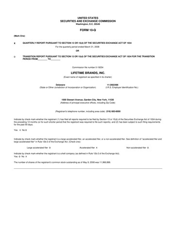 Miniature Lifetime Brands 10-Q Rapport trimestriel  