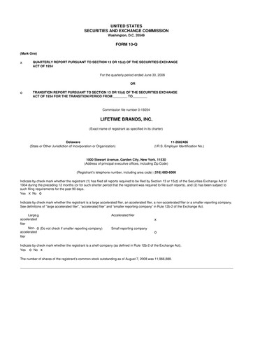 Miniature Lifetime Brands 10-Q Rapport trimestriel  