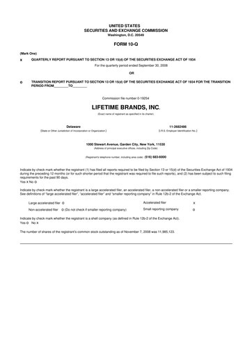 Miniature Lifetime Brands 10-Q Rapport trimestriel  