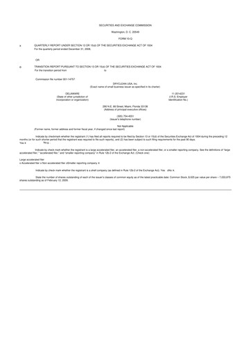 Miniature EVI Industries 10-Q Rapport trimestriel  