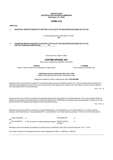 Miniature Lifetime Brands 10-Q Rapport trimestriel  