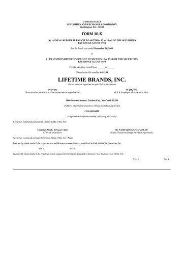 Thumbnail Lifetime Brands 10-K Annual Report 