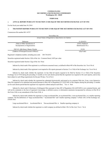 Miniature EVI Industries 10-K Rapport annuel 