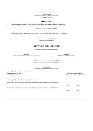 Thumbnail Lifetime Brands 10-K Annual Report 