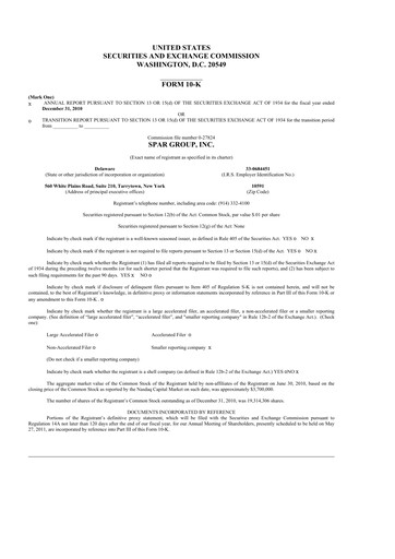 Thumbnail SPAR Group 10-K Annual Report 