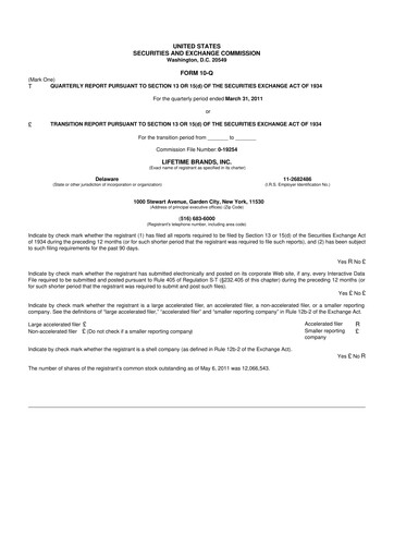 Miniature Lifetime Brands 10-Q Rapport trimestriel  