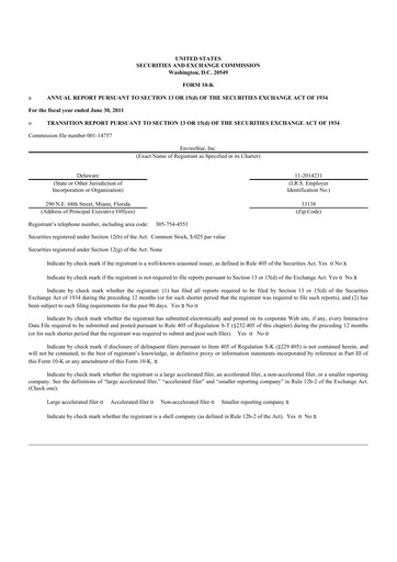 Miniature EVI Industries 10-K Rapport annuel 