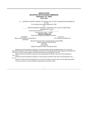 Thumbnail Century Casinos 10-Q Quarterly Report FY 