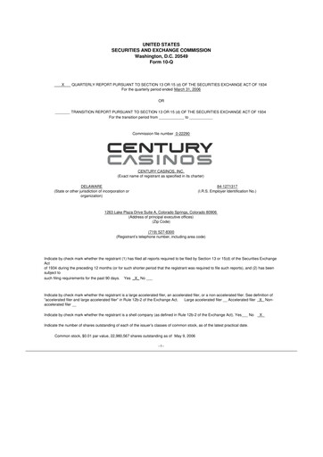 Thumbnail Century Casinos 10-Q Quarterly Report FY 