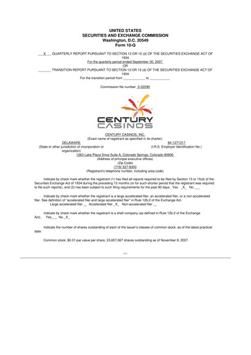 Thumbnail Century Casinos 10-Q Quarterly Report FY 