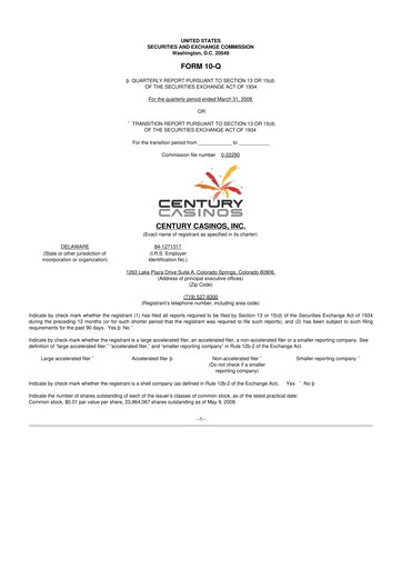 Thumbnail Century Casinos 10-Q Quarterly Report FY 