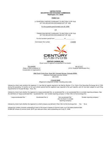 Thumbnail Century Casinos 10-Q Quarterly Report FY 