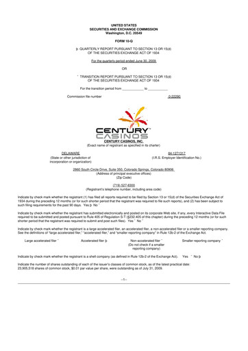 Thumbnail Century Casinos 10-Q Quarterly Report FY 