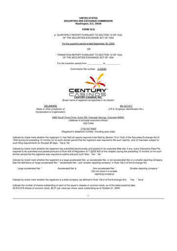 Thumbnail Century Casinos 10-Q Quarterly Report FY 