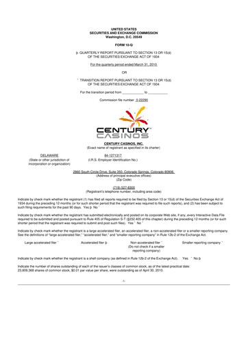 Thumbnail Century Casinos 10-Q Quarterly Report FY 