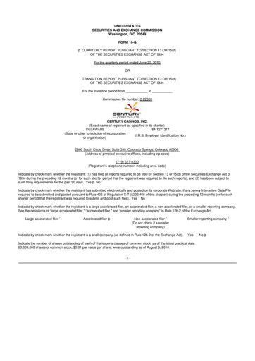Thumbnail Century Casinos 10-Q Quarterly Report FY 