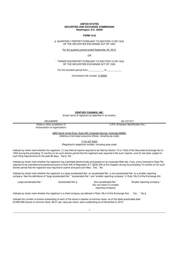 Thumbnail Century Casinos 10-Q Quarterly Report FY 